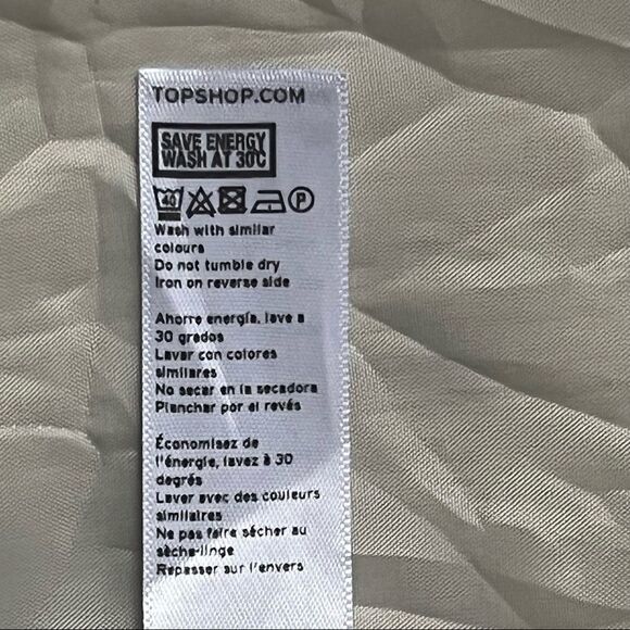 Topshop gold iridescent metallic skirt a-line side pockets back zipper size 10 - Picture 6 of 12